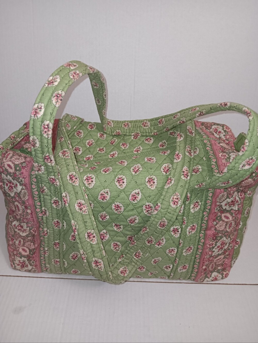 VERA BRADLEY QUILTED COTTON "GREEN-LEAF" WEEKENDER BAG - Picture 11 of 11